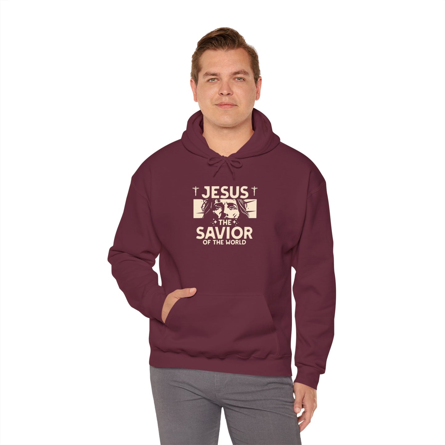 JESUS SAVIOR Motivational Hooded Sweatshirt