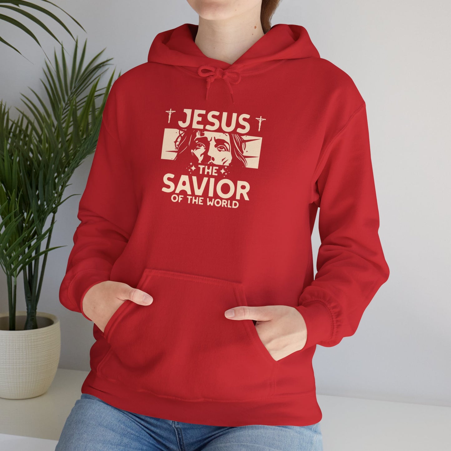 JESUS SAVIOR Motivational Hooded Sweatshirt