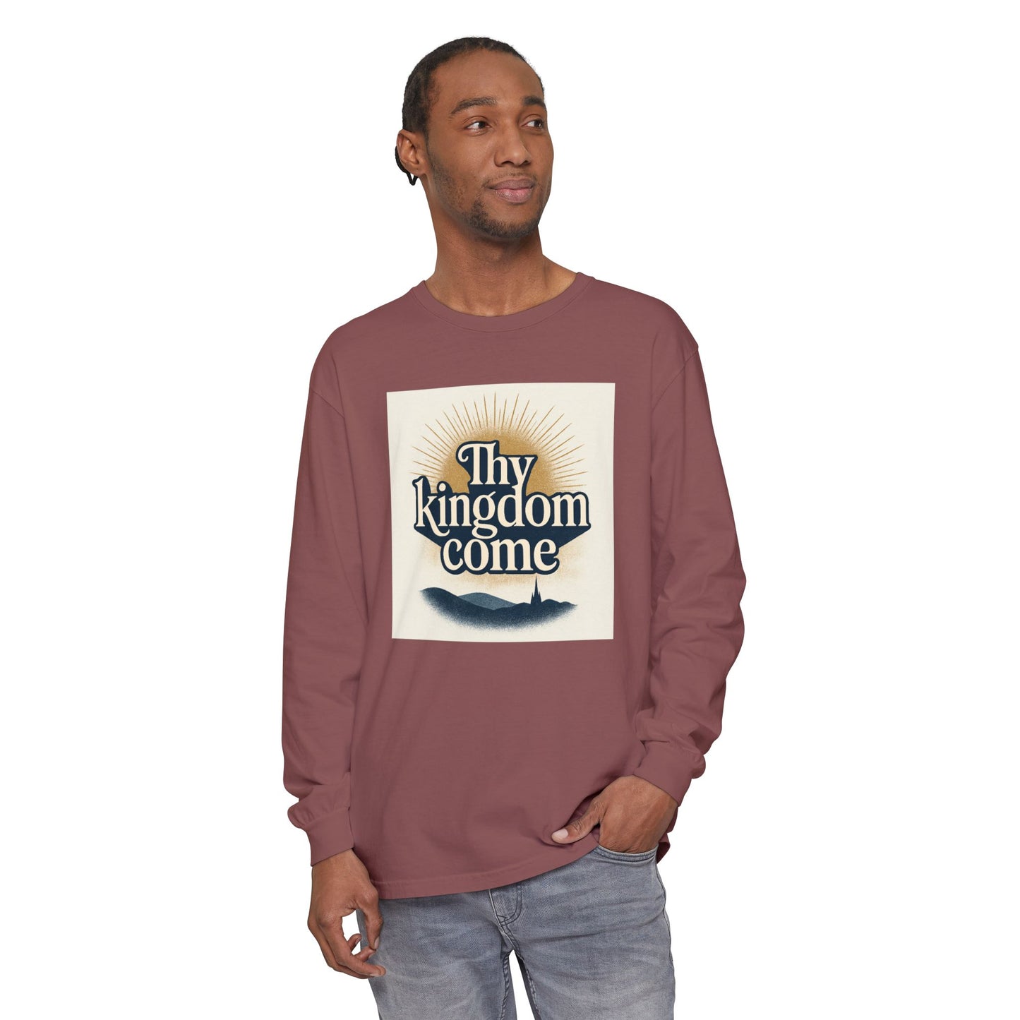 Send Me Garment-Dyed Long Sleeve Shirt - Here Am I! Send Me! Tee