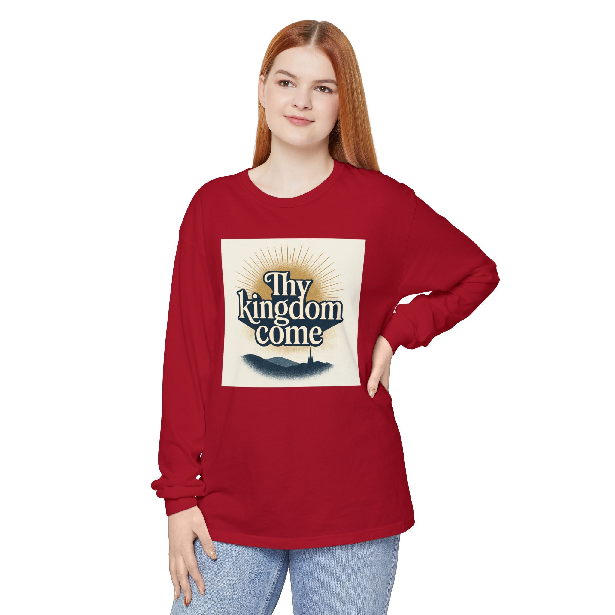 Send Me Garment-Dyed Long Sleeve Shirt - Here Am I! Send Me! Tee