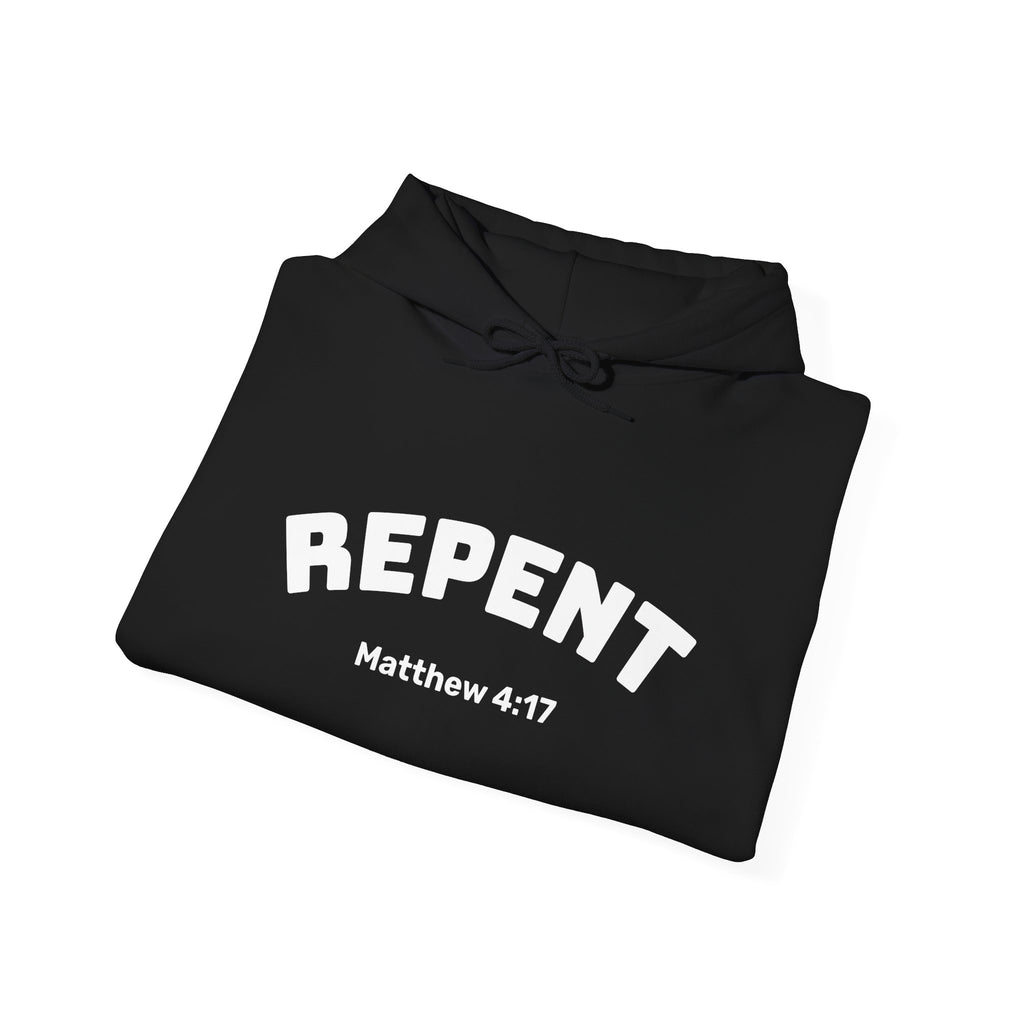 Black Repent Motivational Hooded Sweatshirt