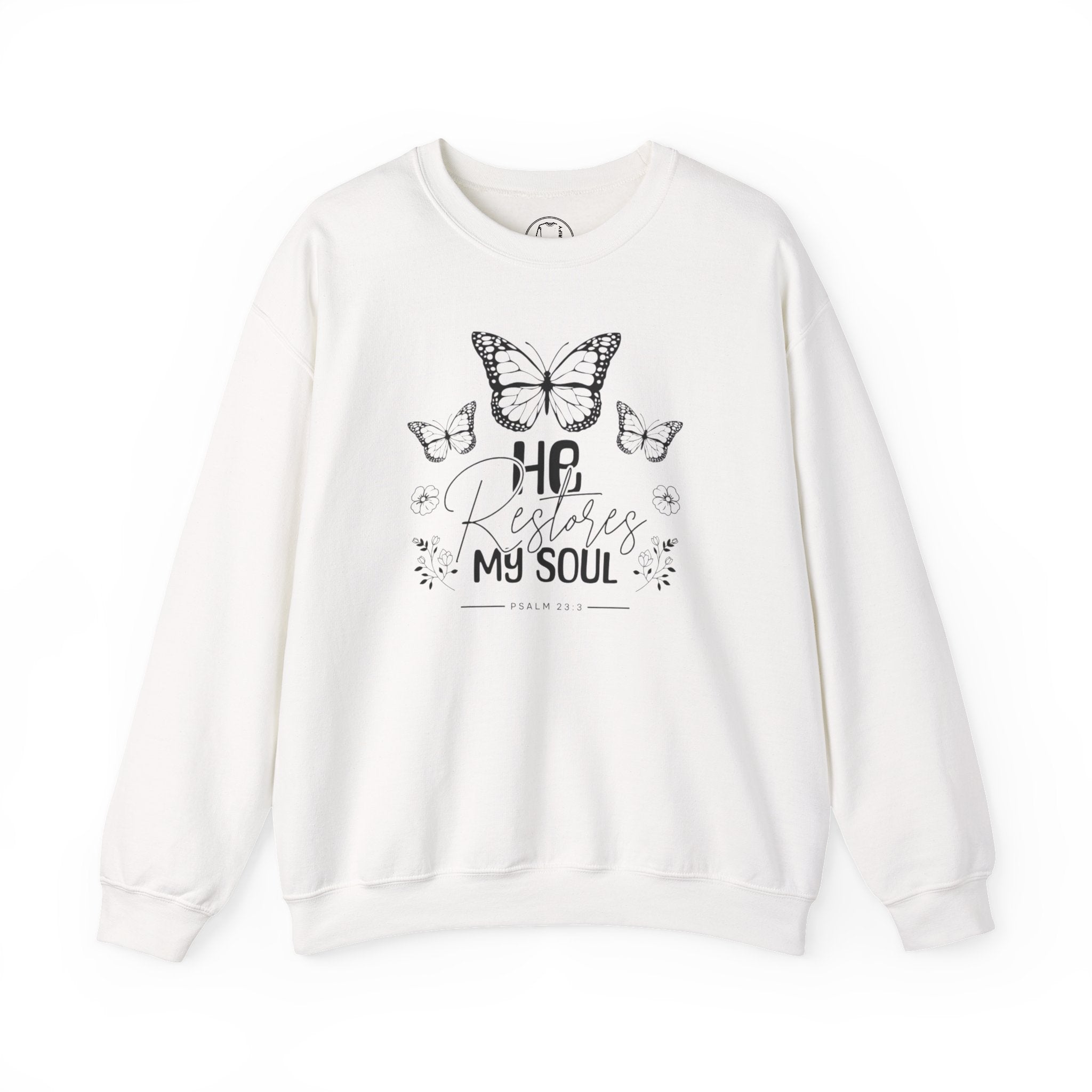 RESTORES MY SOUL Stylish Faith-Inspired Crewneck Sweatshirt