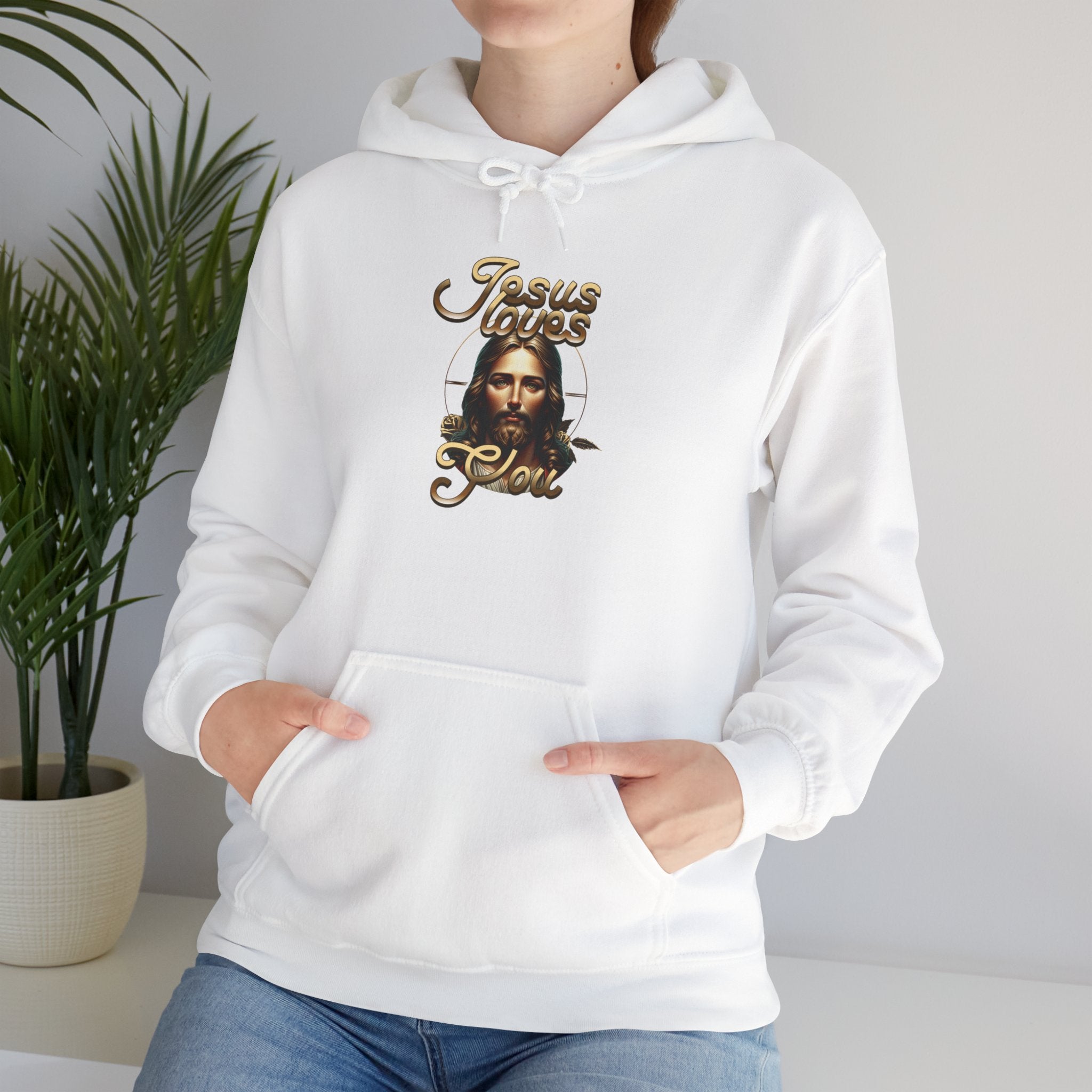JESUS LOVES YOU Motivational Hooded Sweatshirt