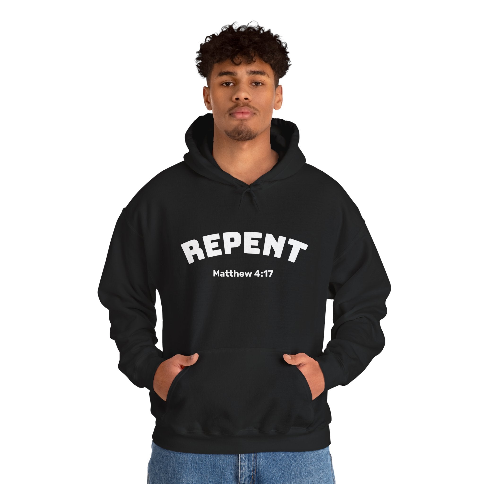 Black Repent Motivational Hooded Sweatshirt