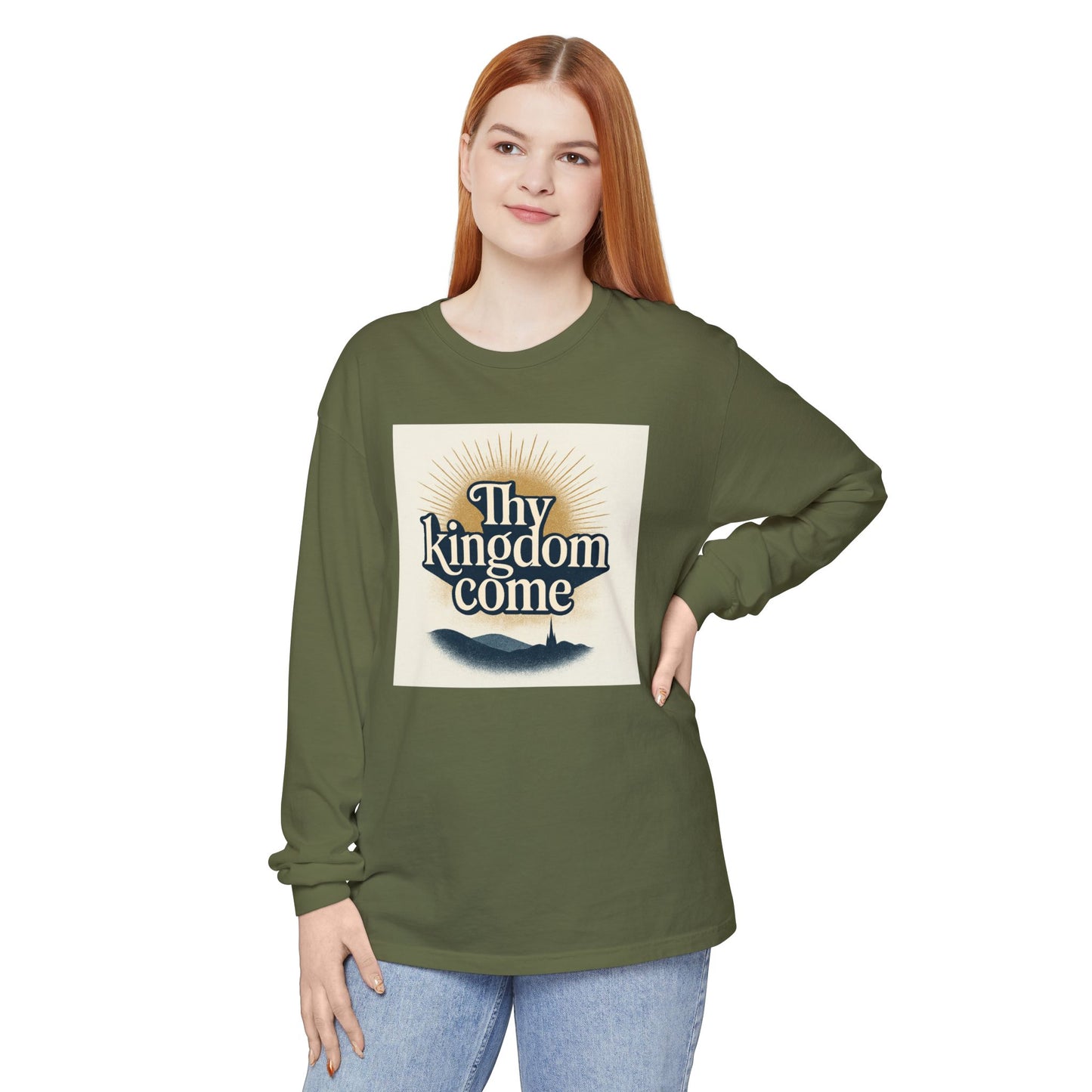 Send Me Garment-Dyed Long Sleeve Shirt - Here Am I! Send Me! Tee