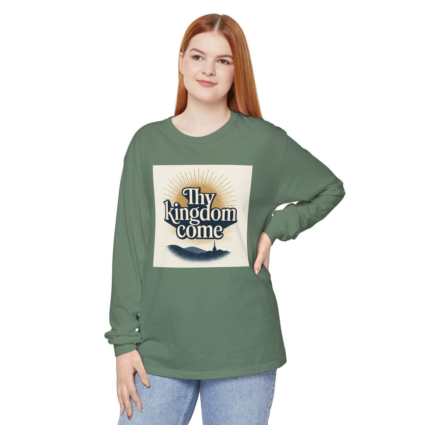 Send Me Garment-Dyed Long Sleeve Shirt - Here Am I! Send Me! Tee