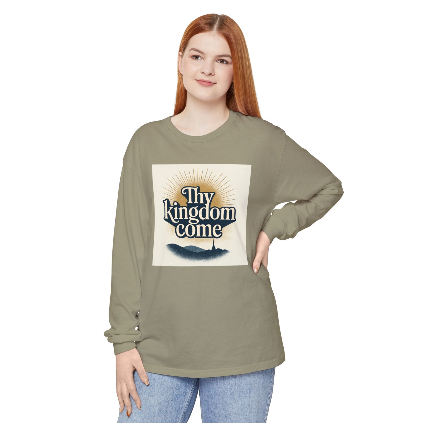 Send Me Garment-Dyed Long Sleeve Shirt - Here Am I! Send Me! Tee
