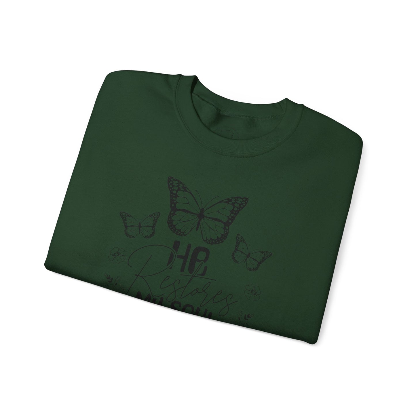 RESTORES MY SOUL Stylish Faith-Inspired Crewneck Sweatshirt
