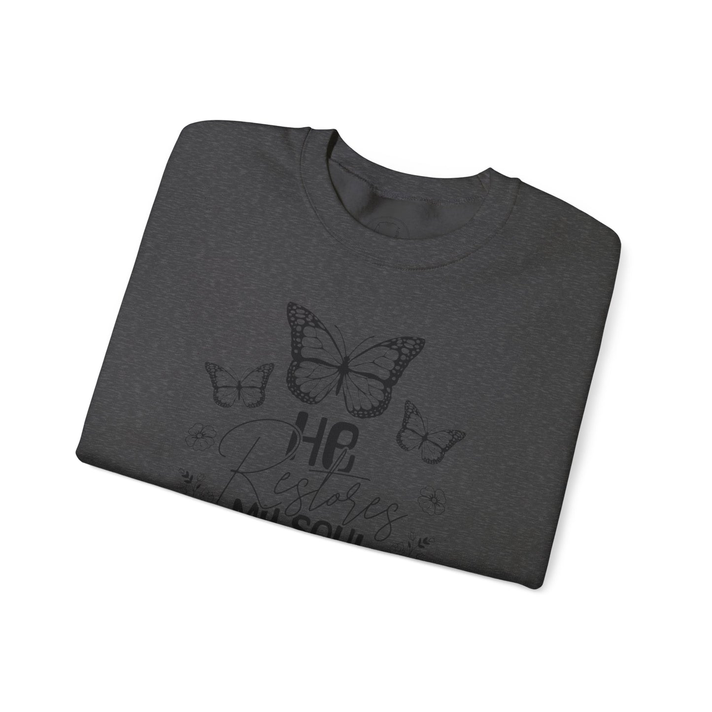 RESTORES MY SOUL Stylish Faith-Inspired Crewneck Sweatshirt