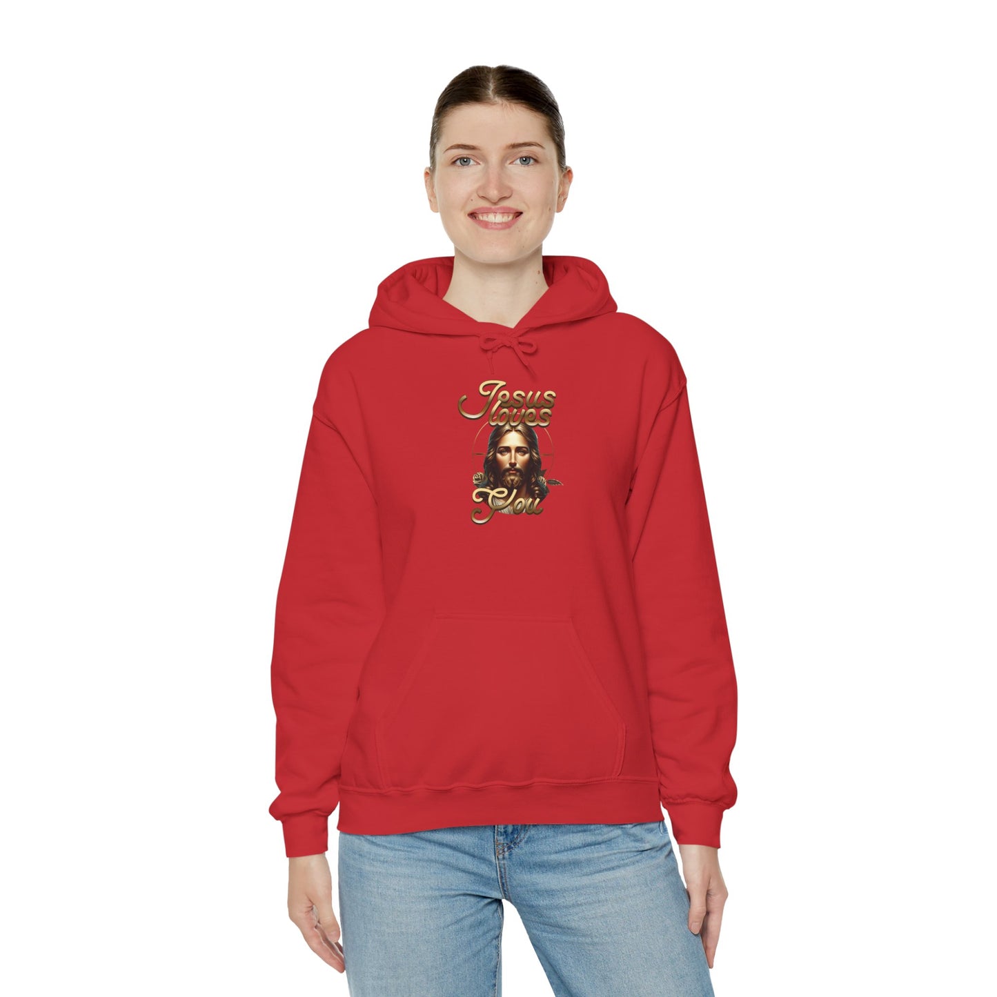 JESUS LOVES YOU Motivational Hooded Sweatshirt