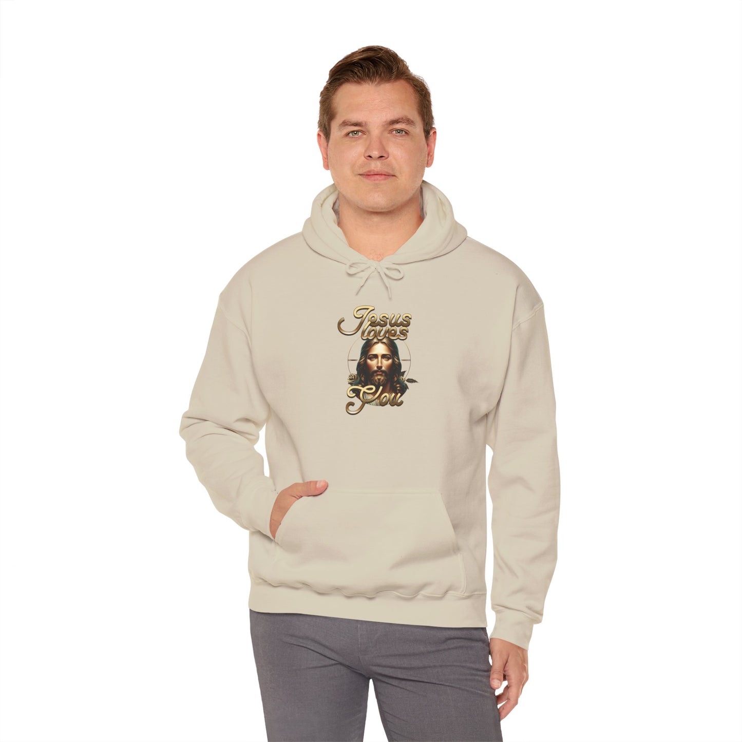 JESUS LOVES YOU Motivational Hooded Sweatshirt