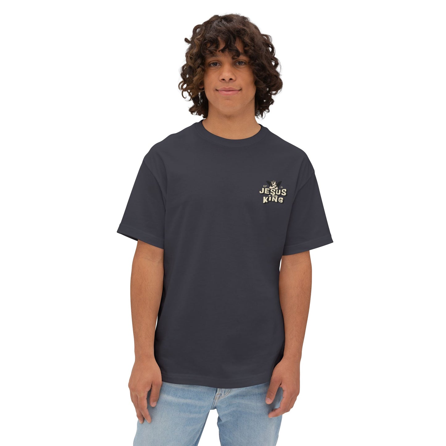 Jesus King Unisex Oversized Tee - Casual Outing, Spiritual Gift, Sunday Service, Inspirational Fashion, Trendy Lifestyle