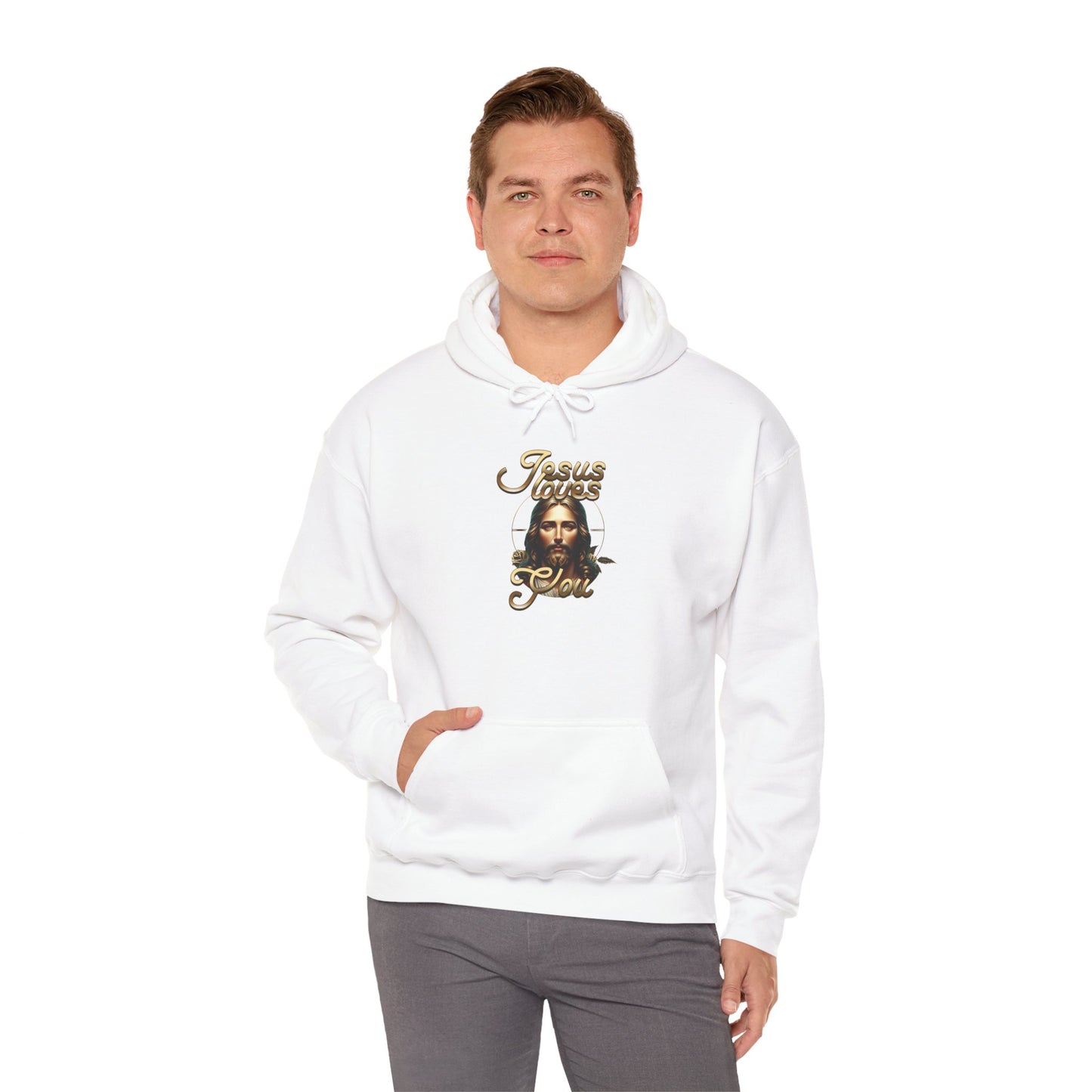 JESUS LOVES YOU Motivational Hooded Sweatshirt