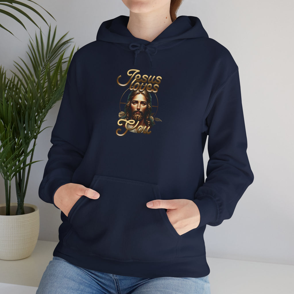 JESUS LOVES YOU Motivational Hooded Sweatshirt