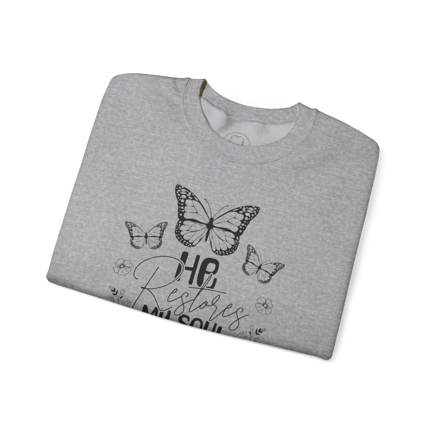 RESTORES MY SOUL Stylish Faith-Inspired Crewneck Sweatshirt