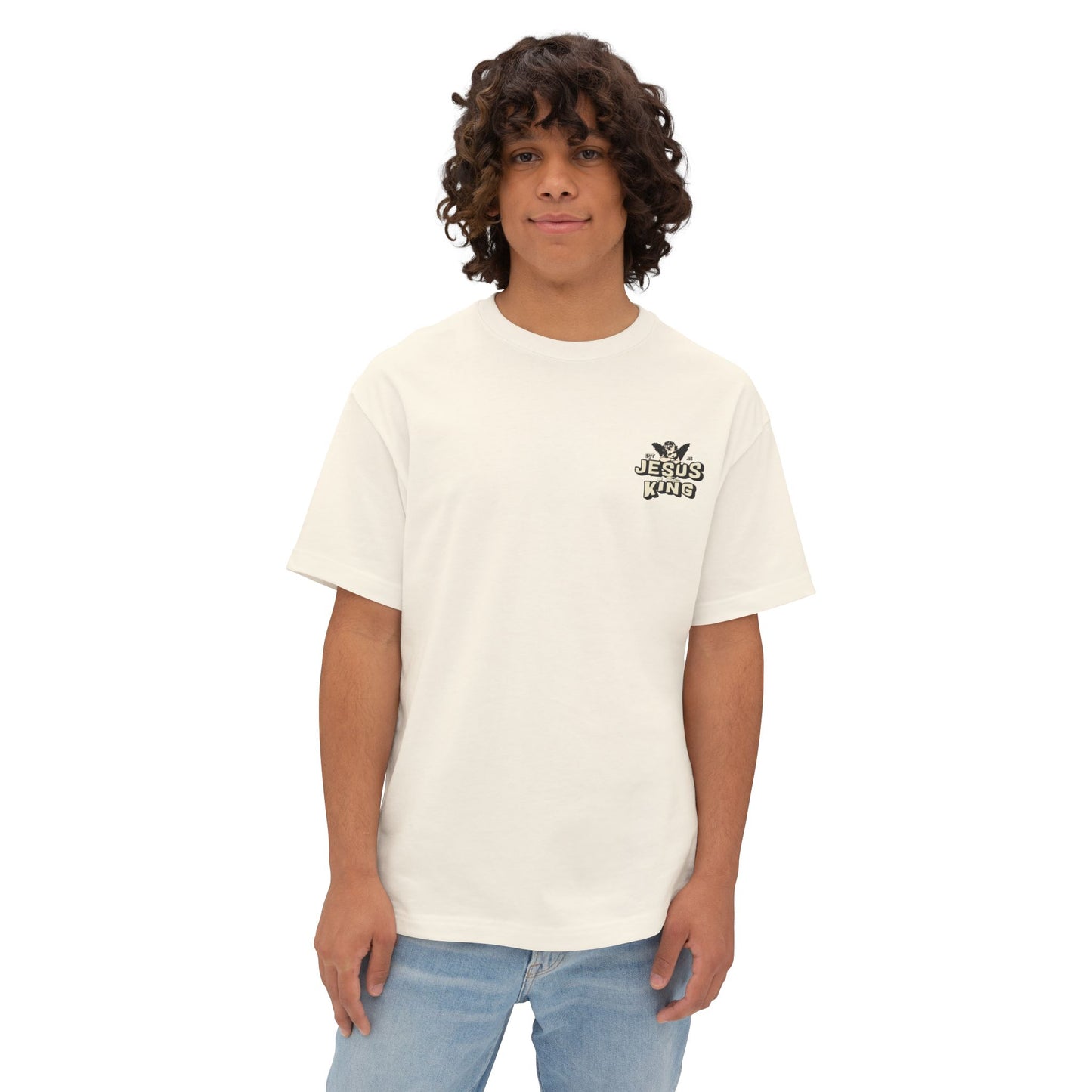 Jesus King Unisex Oversized Tee - Casual Outing, Spiritual Gift, Sunday Service, Inspirational Fashion, Trendy Lifestyle