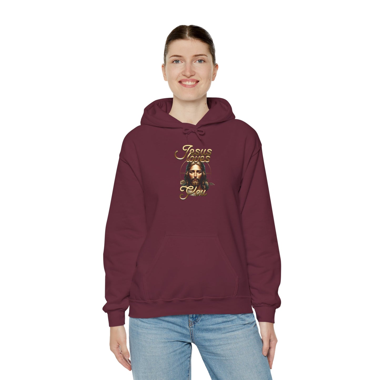 JESUS LOVES YOU Motivational Hooded Sweatshirt