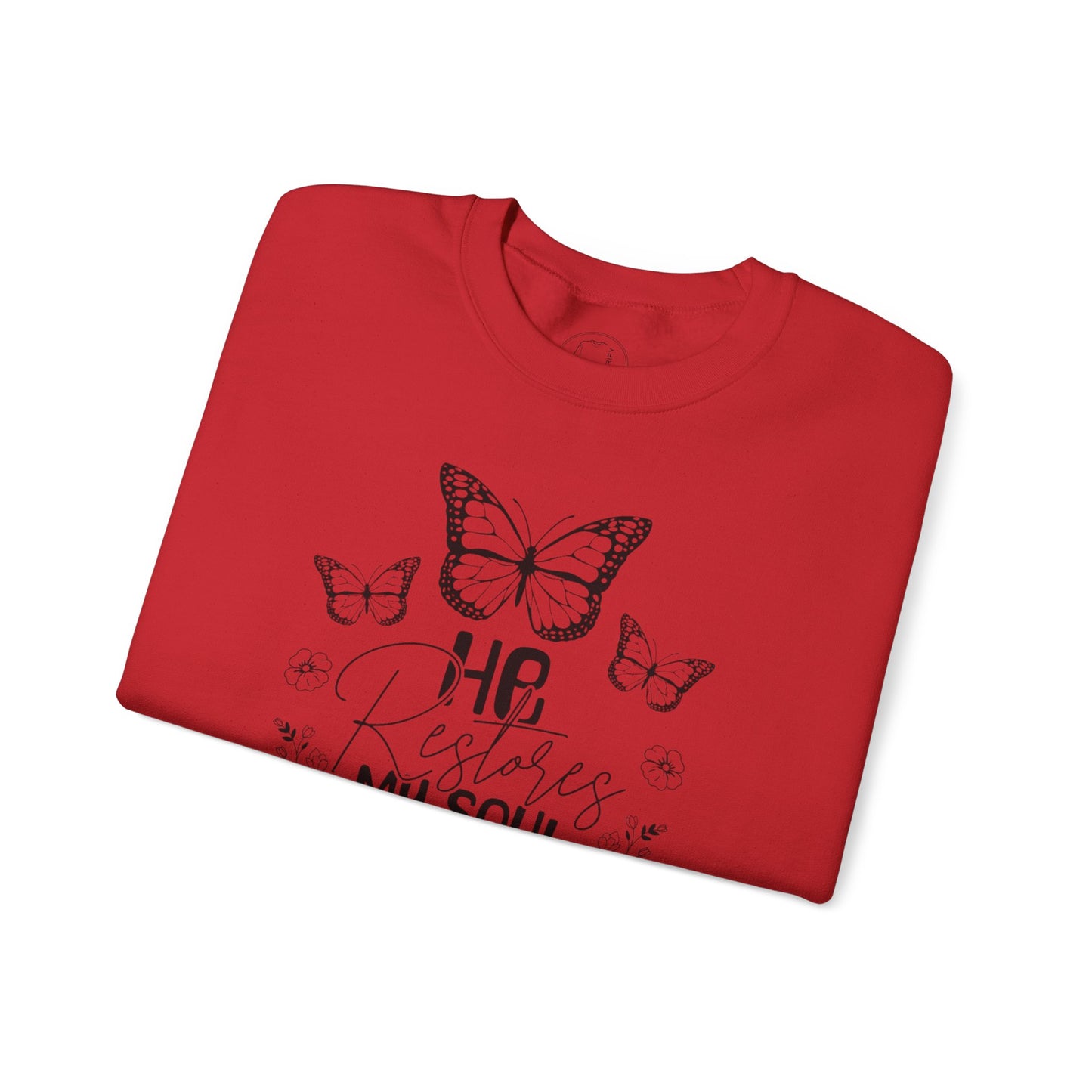 RESTORES MY SOUL Stylish Faith-Inspired Crewneck Sweatshirt