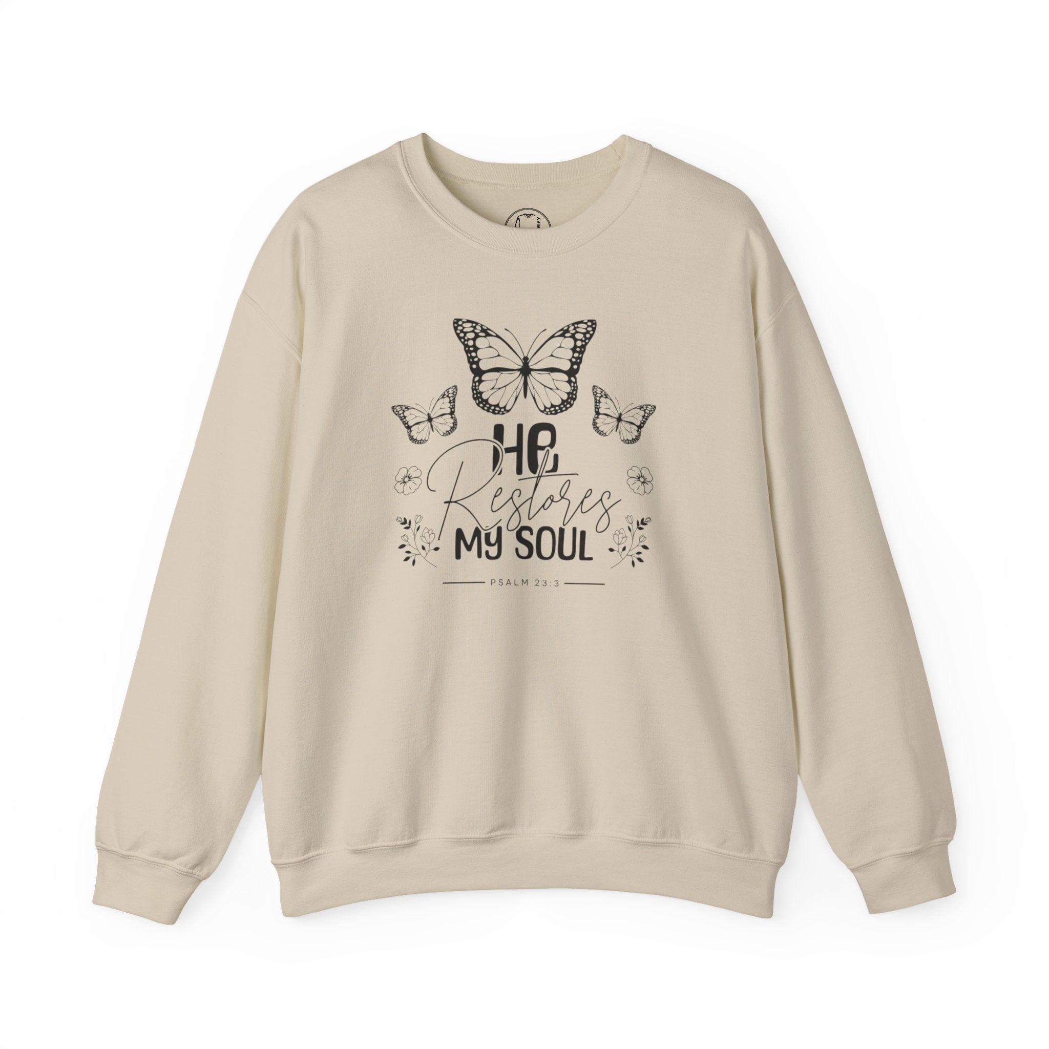 RESTORES MY SOUL Stylish Faith-Inspired Crewneck Sweatshirt