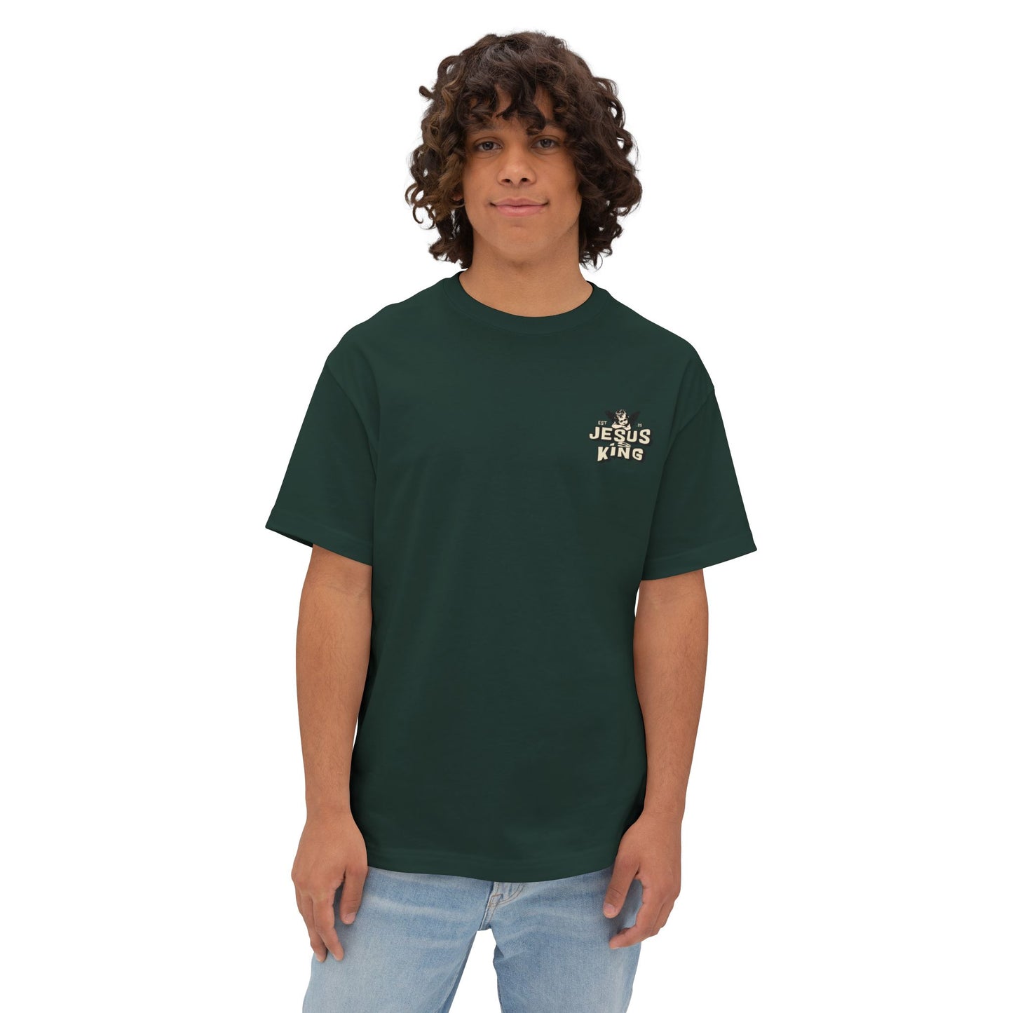 Jesus King Unisex Oversized Tee - Casual Outing, Spiritual Gift, Sunday Service, Inspirational Fashion, Trendy Lifestyle