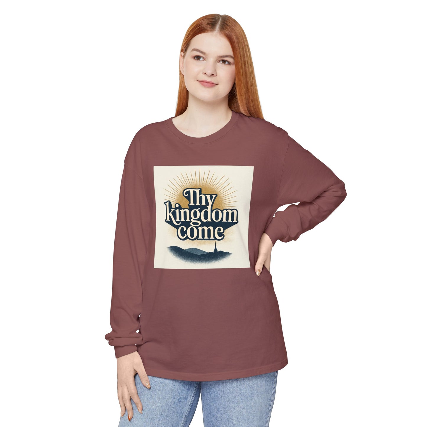 Send Me Garment-Dyed Long Sleeve Shirt - Here Am I! Send Me! Tee
