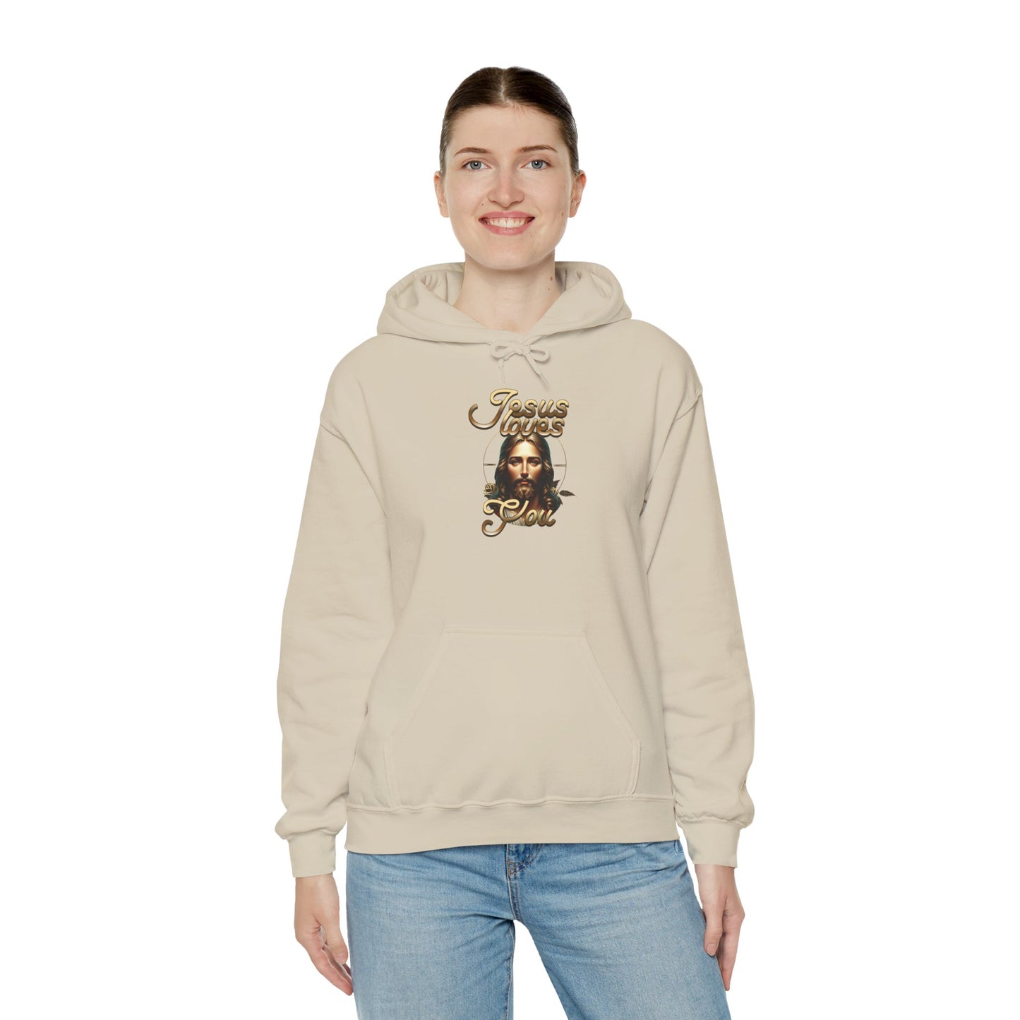 JESUS LOVES YOU Motivational Hooded Sweatshirt