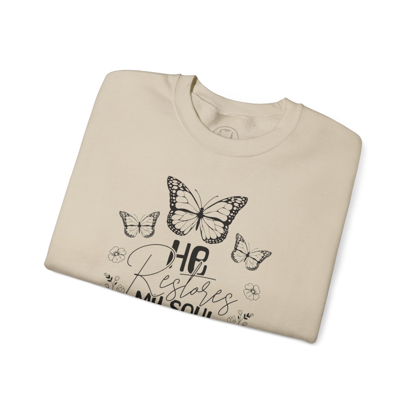RESTORES MY SOUL Stylish Faith-Inspired Crewneck Sweatshirt