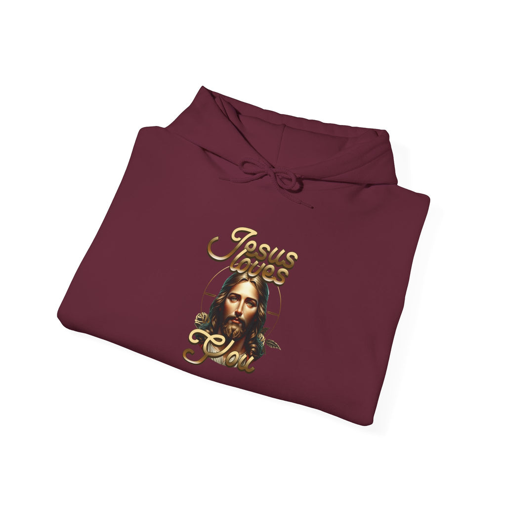 JESUS LOVES YOU Motivational Hooded Sweatshirt