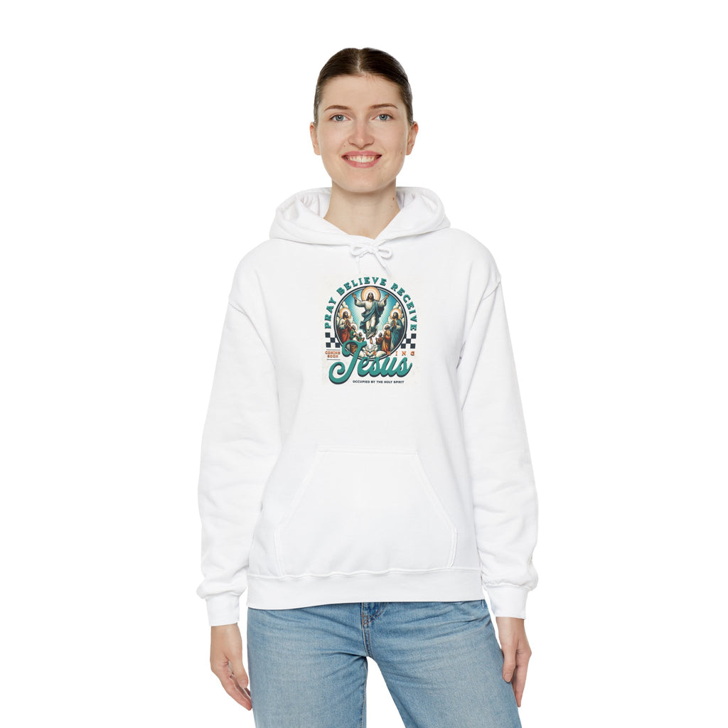JESUS IS KING White Motivational Hooded Sweatshirt