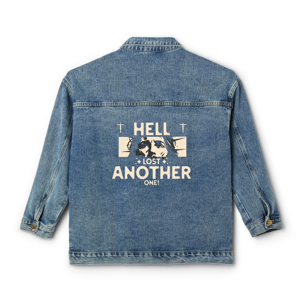 'Hell Lost Another One' Design, Denim Jacket Casual Outerwear