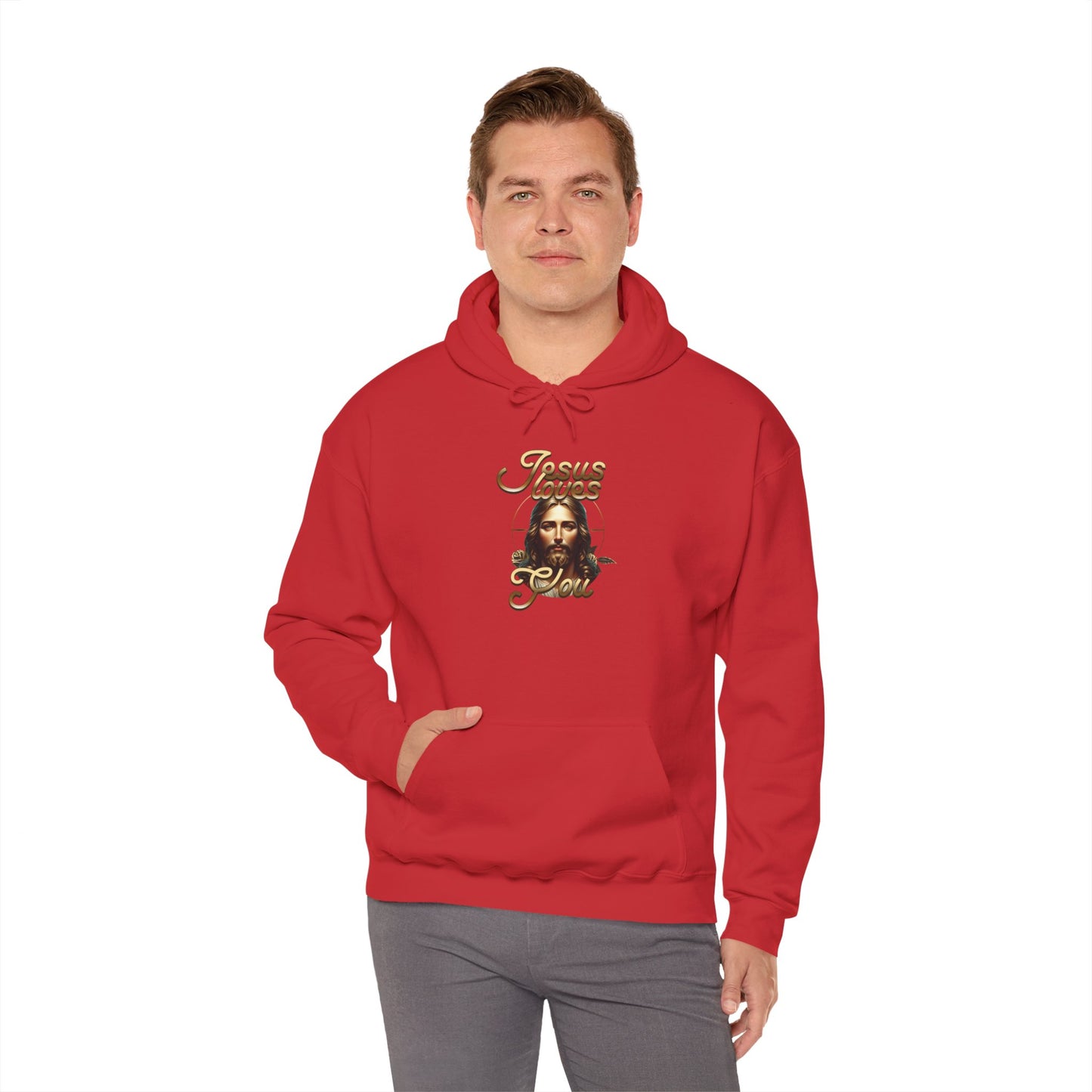 JESUS LOVES YOU Motivational Hooded Sweatshirt