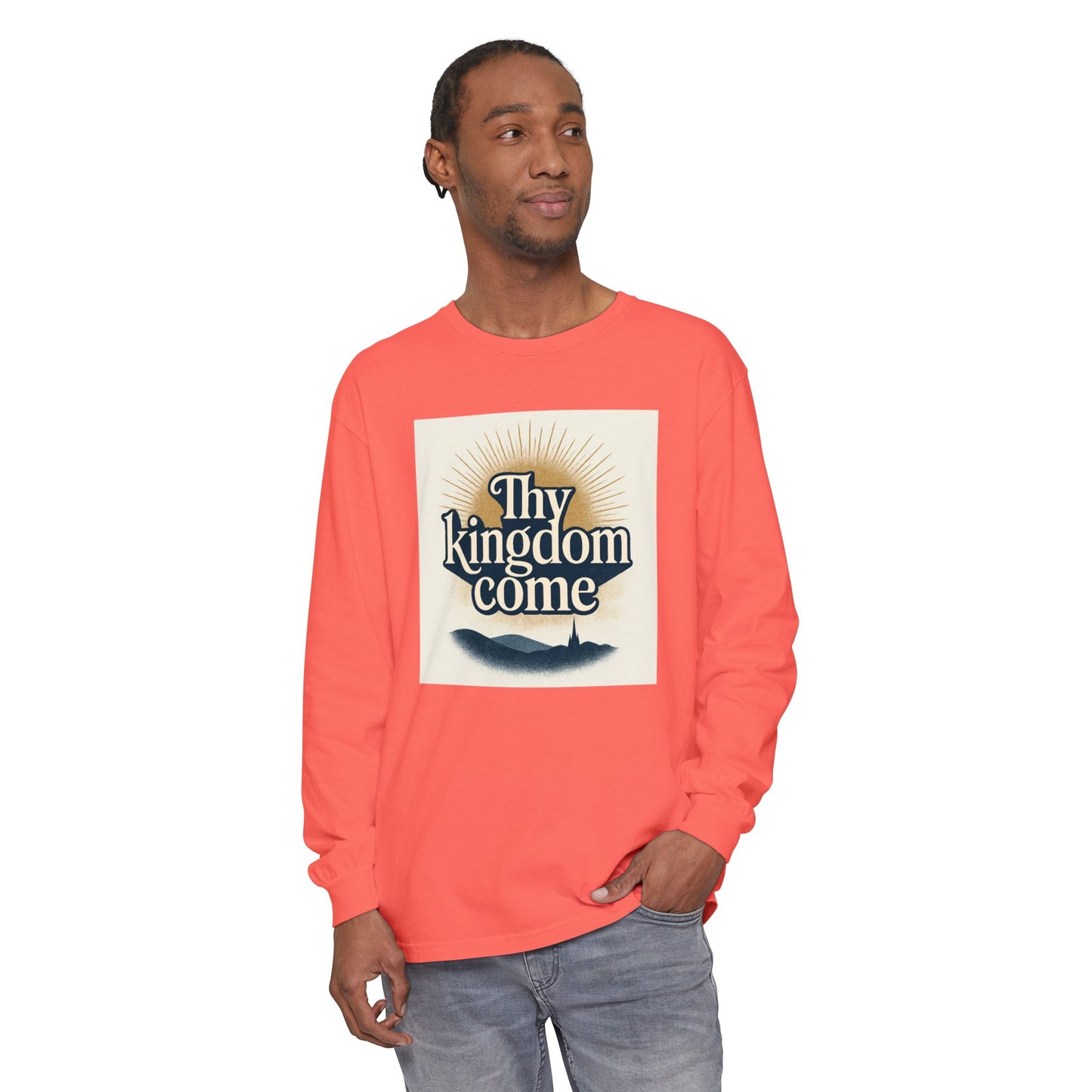 Send Me Garment-Dyed Long Sleeve Shirt - Here Am I! Send Me! Tee